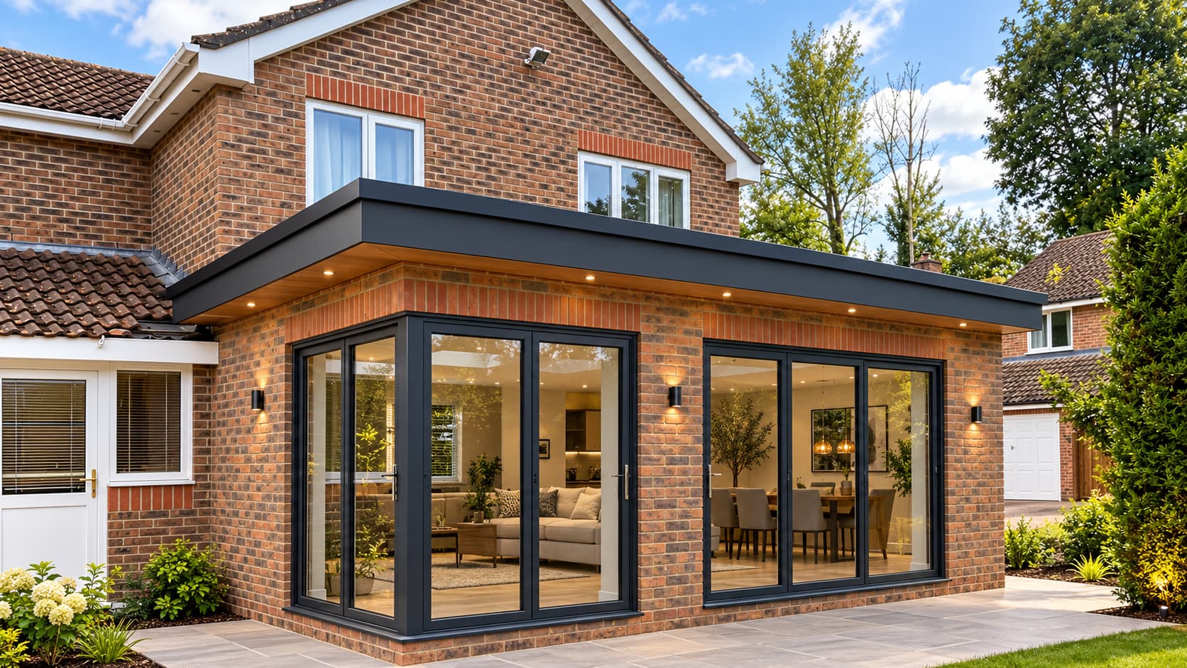 Completed house extension with bifold doors in Southampton by BMS